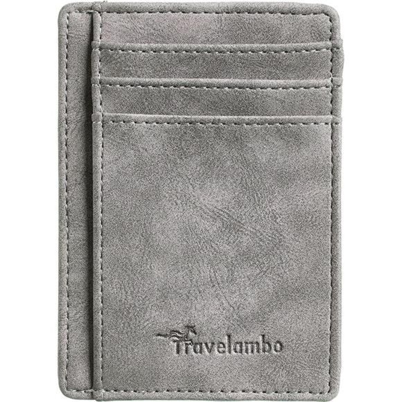 Mens Front Pocket Minimalist Leather Slim Wallet RFID Blocking Medium Size - Picture 4 of 4